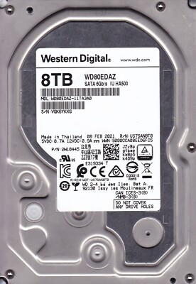 WD80EDAZ-11TA3A0 sn: VGK FEB/2021 V13 A03 Thailand 8TB SATA 3.5'' Western Digital