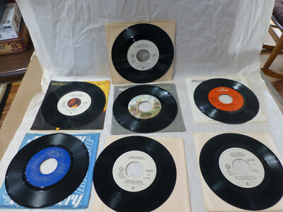 Lot of 7 Rod Stewart 45 RPM Records - Maggie May,Last Summer,Young Turks,Farewel