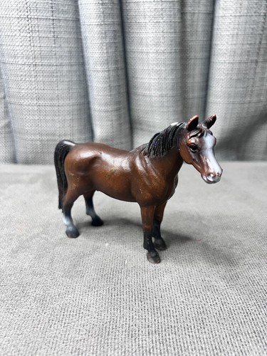VTG Schleich Horse Animal Figure White Nose Hind Legs Stallion Brown 2000