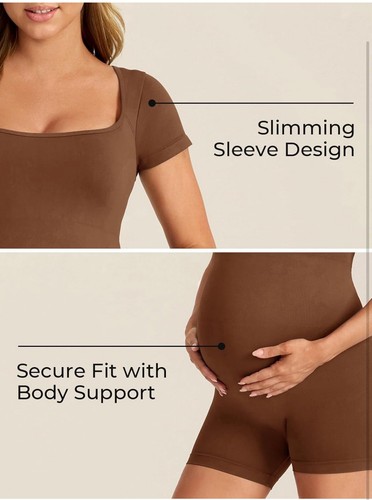 Maternity Sleeveless Stretchy Bodysuit, Maternity One piece Romper Jumpsuit - Picture 3 of 4