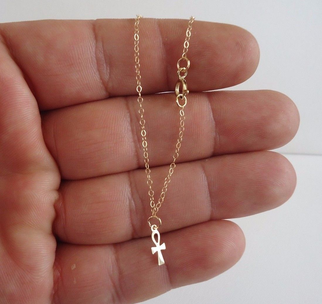 14K YELLOW GOLD ANKLET BRACELET W/ DANGLING CROSS CHARM /OVERALL LENGTH 10 INCH eBay