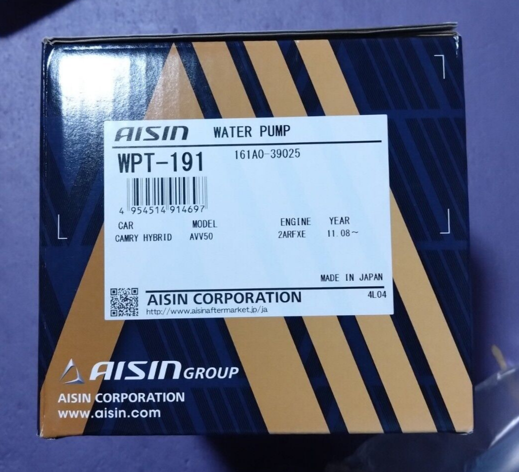 WPT-191 Aisin Engine Water Pump for Camry/Vista AVV50 Car parts engine Cooling