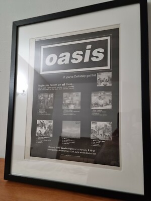 OASIS Original framed promo ad poster. 1995.A3.Frame size 53cm x 43cm 
