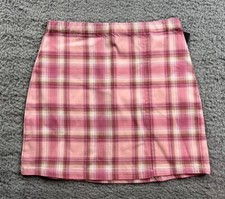 Art Class Girl's Size Large 10-12 Notch Plaid Pencil Skirt Pink