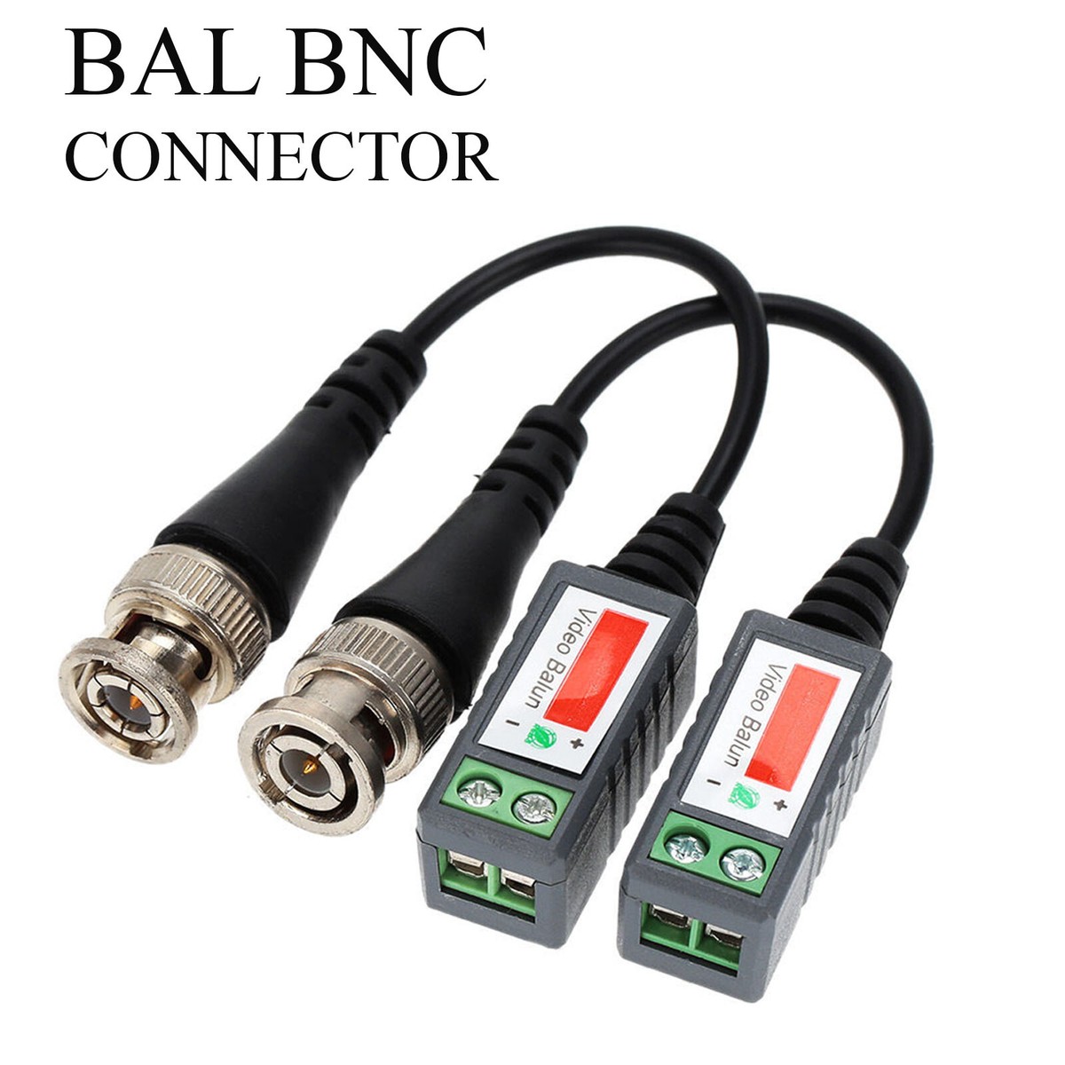 Passive Video Balun BNC Connector CCTV Camera Coaxial Cable