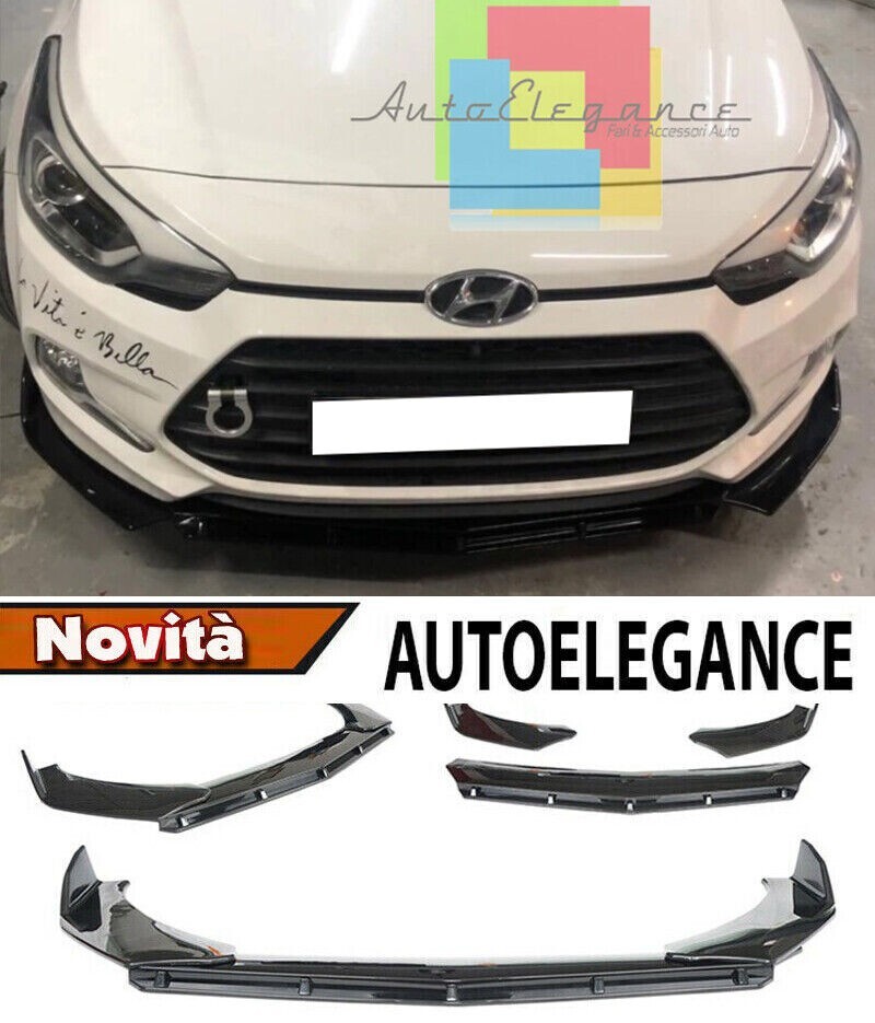 HYUNDAI I20 2015+ FRONT BUMPER SPLITTER GLOSS BLACK SPORTY LOOK 3P eBay