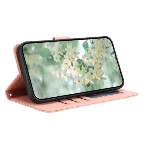 Floral Prägung Kunstleder Brieftasche Flip Handy Hüllen Cover Handschlaufe - Bild 19 von 66