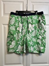 NWT CHAPS Ralph Lauren Swim Trunks SHORTS Size XL Green/Blue/White Drawstring