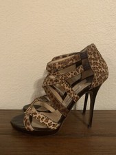 Jimmy Choo Leopard Calf Hair Sandals Heels Size 37.5