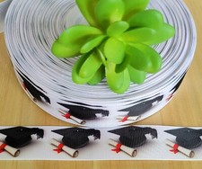 1" 1 YD Graduation Grosgrain Ribbon Graduation Caps and Scroll Gift Bow Party