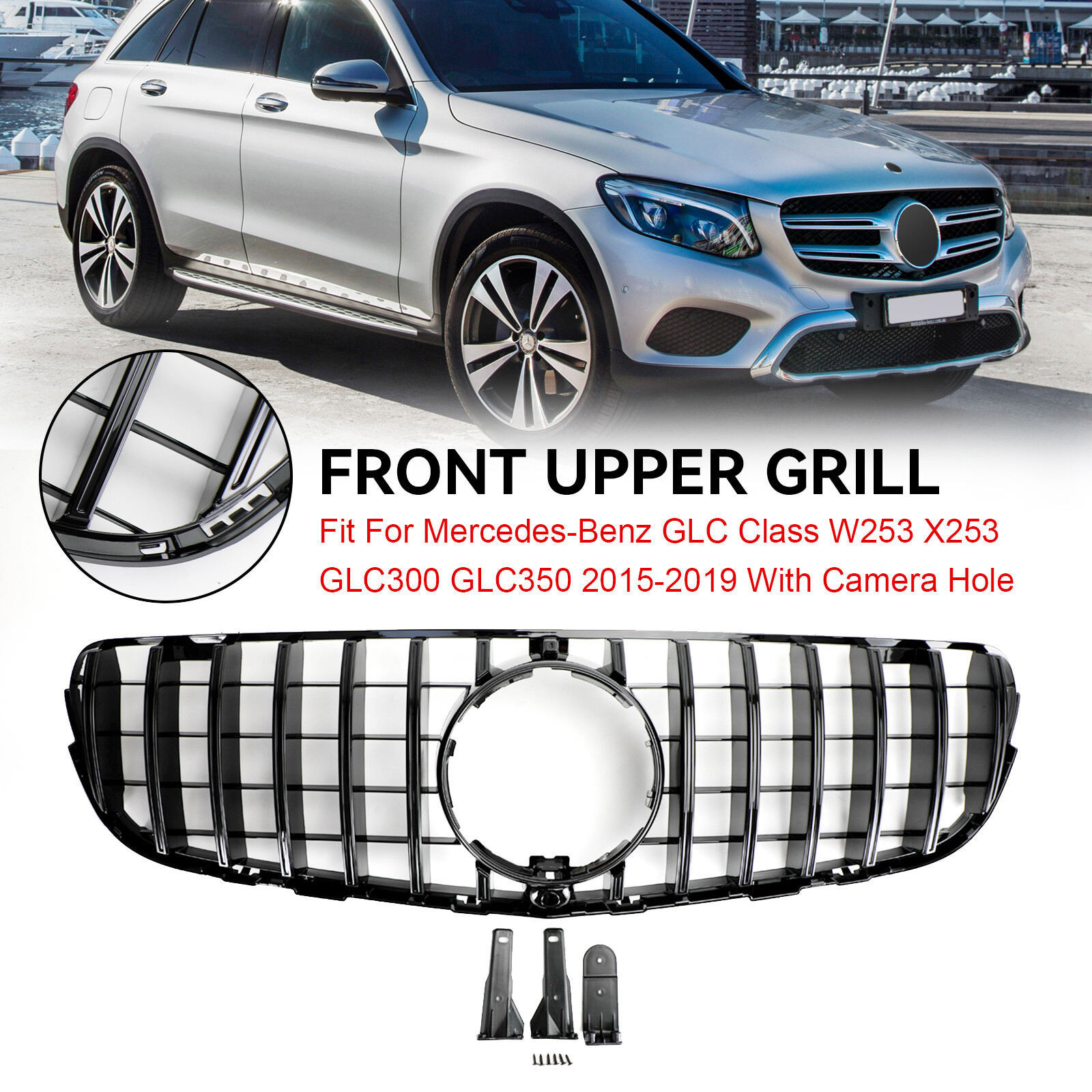 1× Front Bumper Grille For 15-19 Mercedes-Benz GLC Class W253 X253 GLC300 GLC350