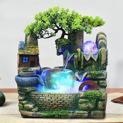 Desktop Fountain Waterfall Indoor Decor Landscape Rockeries Crafts Ornaments New