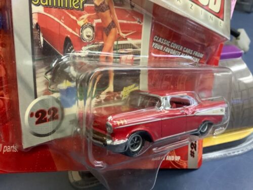 JOHNNY LIGHTNING 1957 Chevy bel air rosso PERSONALIZZATO Hot rod CHEVY 1/64 JL sciolto - Foto 2 di 4