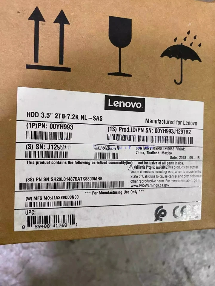 Lenovo 00YH993/00YH995 2TB 7.2K 3.5'' 12G SAS HDD NEW for DS4200 DS6200 - Image 3 of 3