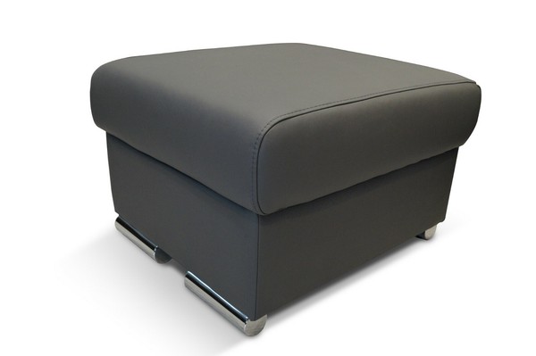 Graues Echt Leder Hocker Mit Stauraum Sitzhocker FußHocker Puff 60X55-image