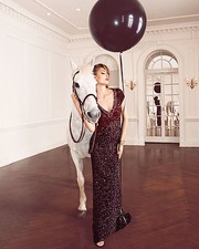 5990 New Pamella Roland COLLECTION Merlot Burgundy red Signature Sequin Gown 4