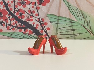 salmon pink high heels