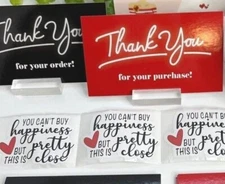 Thank You Business Cards Sticker Sets, Red Black, 50-100 Sets