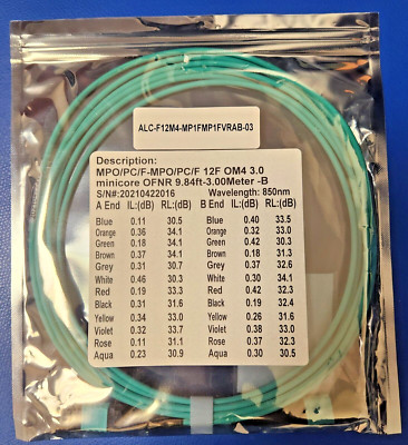 MPO OM4 12F Female-to-Female MMF patch cable 3m (ALC-F12M4-MP1FMP1FVRAB-03)