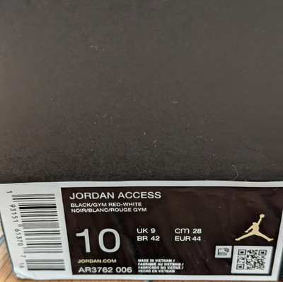 Jordan Access Black/Gym Red-White Bred Men's Leather Sneaker AR3762-006