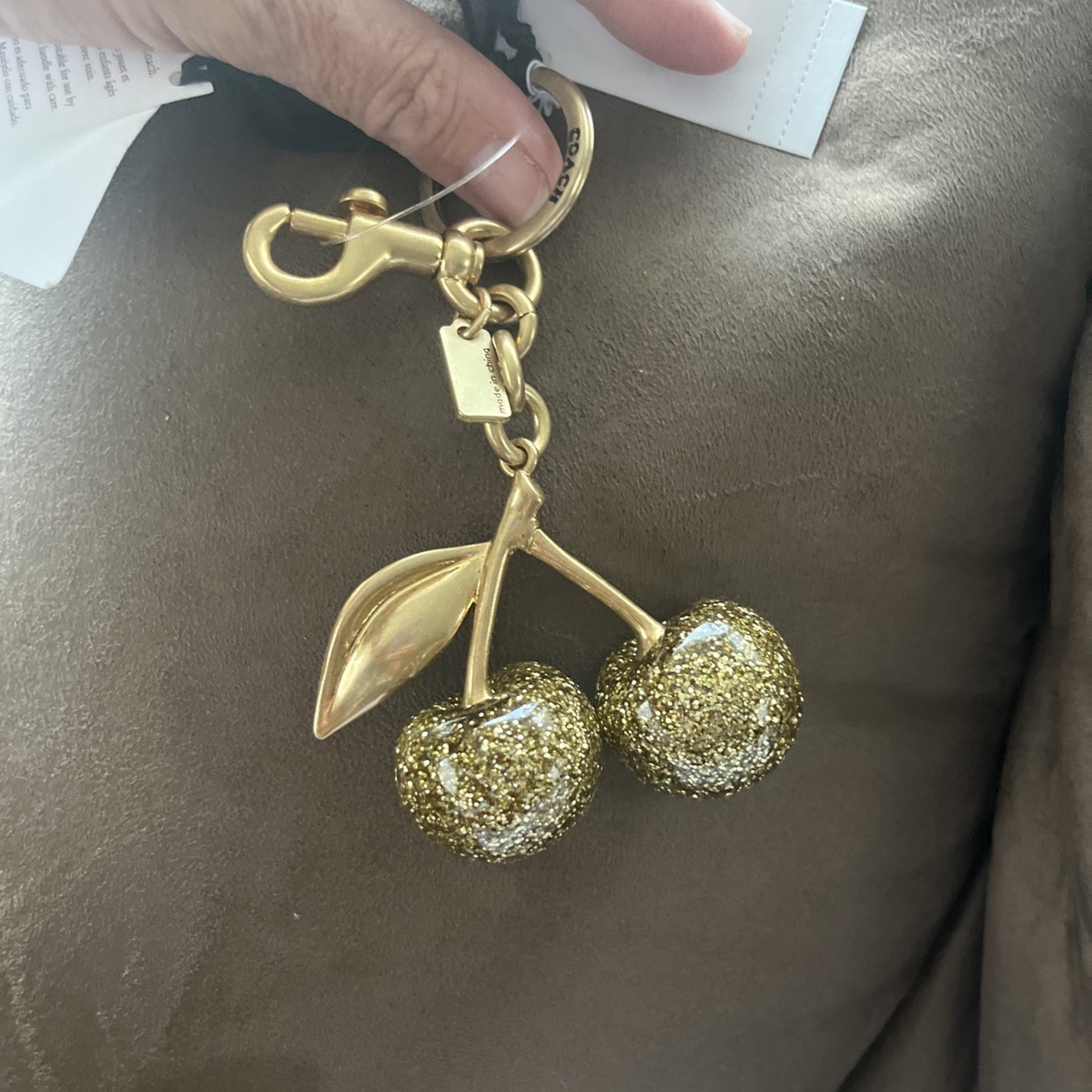 Coach GOLD Authentic Cherry Brass Keychain Bag Purse Charm