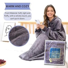 Cozy Oversized Wearable Blanket Hoodie Sherpa Fleece Warm Lounge Hoodie NEW