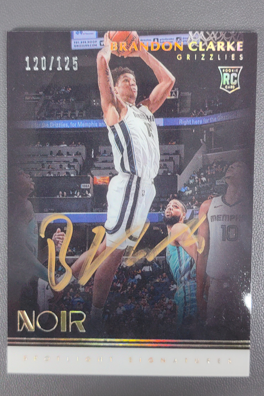 2019-20 Panini Noir Brandon Clarke Spotlight Signatures Vertical Auto RC /125