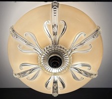 Antique 1920s 30s LARGE Art Deco Victorian Glass Ceiling Light Fixture Gatsby