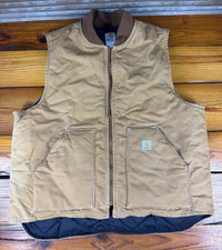 Vintage Carhartt V01 Brown Arctic Quilt Lined Vest Made in USA Men’s 2XL