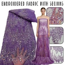 Beads Sequins Embroidery Lace Fabric Mesh Tulle DIY Sewing Wedding Party Dress