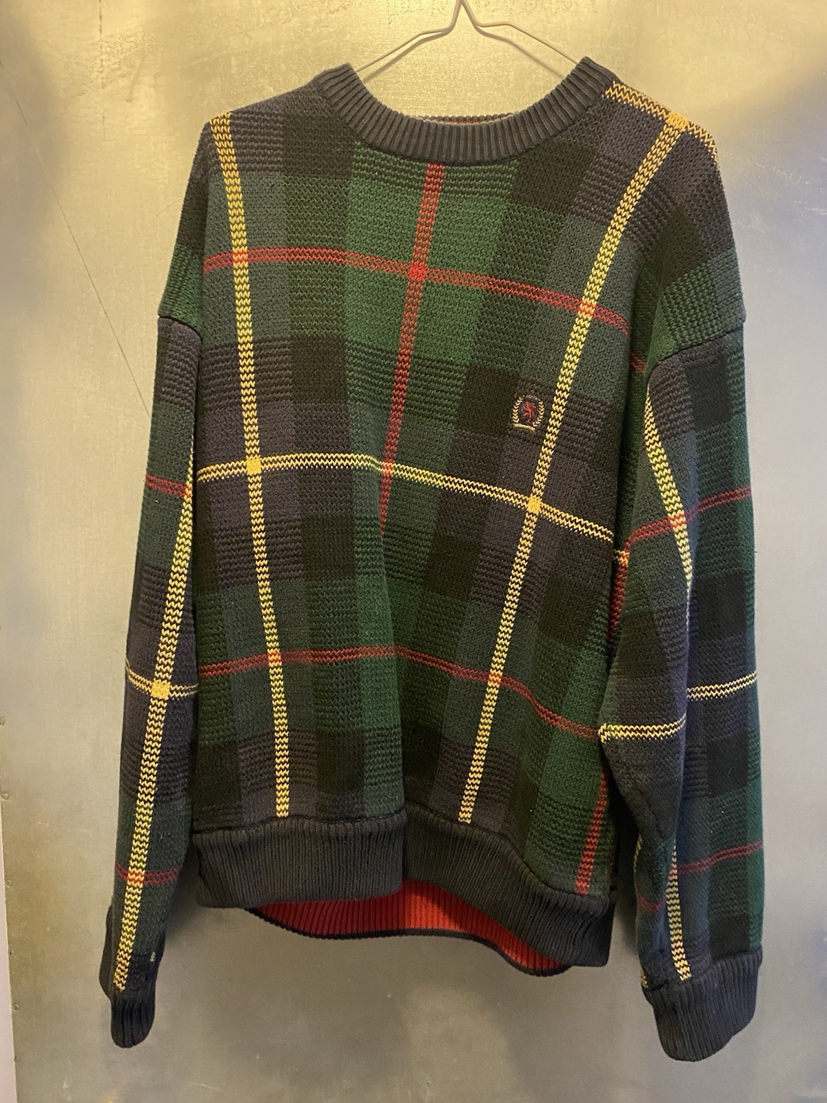 Vintage Tommy Hilfiger Plaid Sweater Green Polo Used XL Rare Kith
