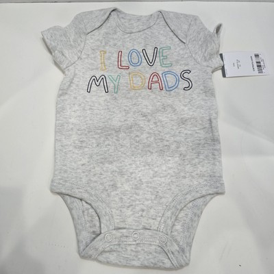Carters One Piece Bodysuit ''I love My Dads'' Heather Gray Size 3 Months NWT