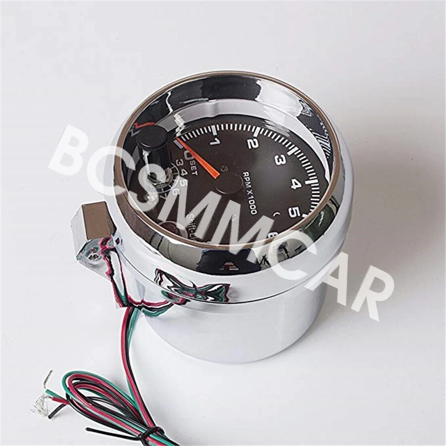 Tachometer Tacho Car Gauge Meter Kit 3.75" 0-8000 RPM Shift Light 7 Color LED - Image 4 of 4