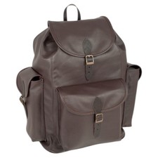 MOCHILA CARTUCHO TIRO CAZA CUERO - 3 BOLSILLOS - MARRÓN OSCURO - 26l - 6,87lb
