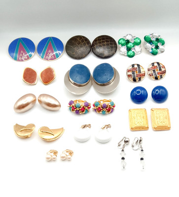 Vintage Clip On Earring Lot of 14 Pairs Laurel Burch Audrey Schenk Bergere Avon