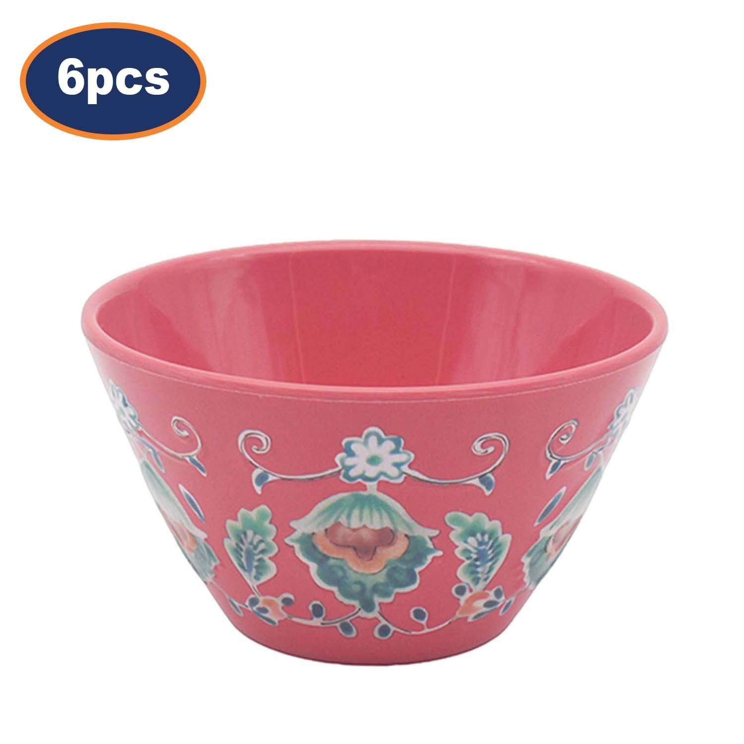 Tuscany Red Melamine Snack Bowls 6Pcs Mediterranean Desserts Serving Bowls 14cm