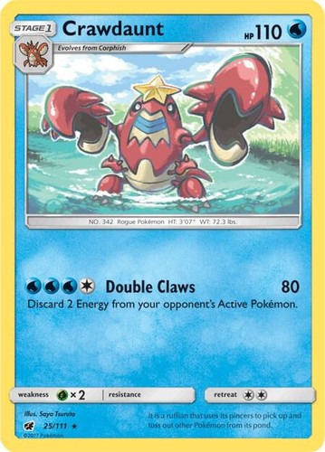 Crawdaunt 25/111 SM - Crimson Invasion NM Pokémon TCG