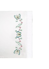 Design Works Crafts Stamped Embroidery Aqua Butterfly Pillowcases Set of 2, 20x3
