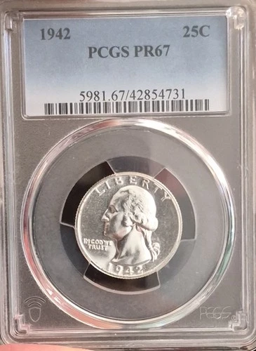1942 Washington Quarter ms67 Proof