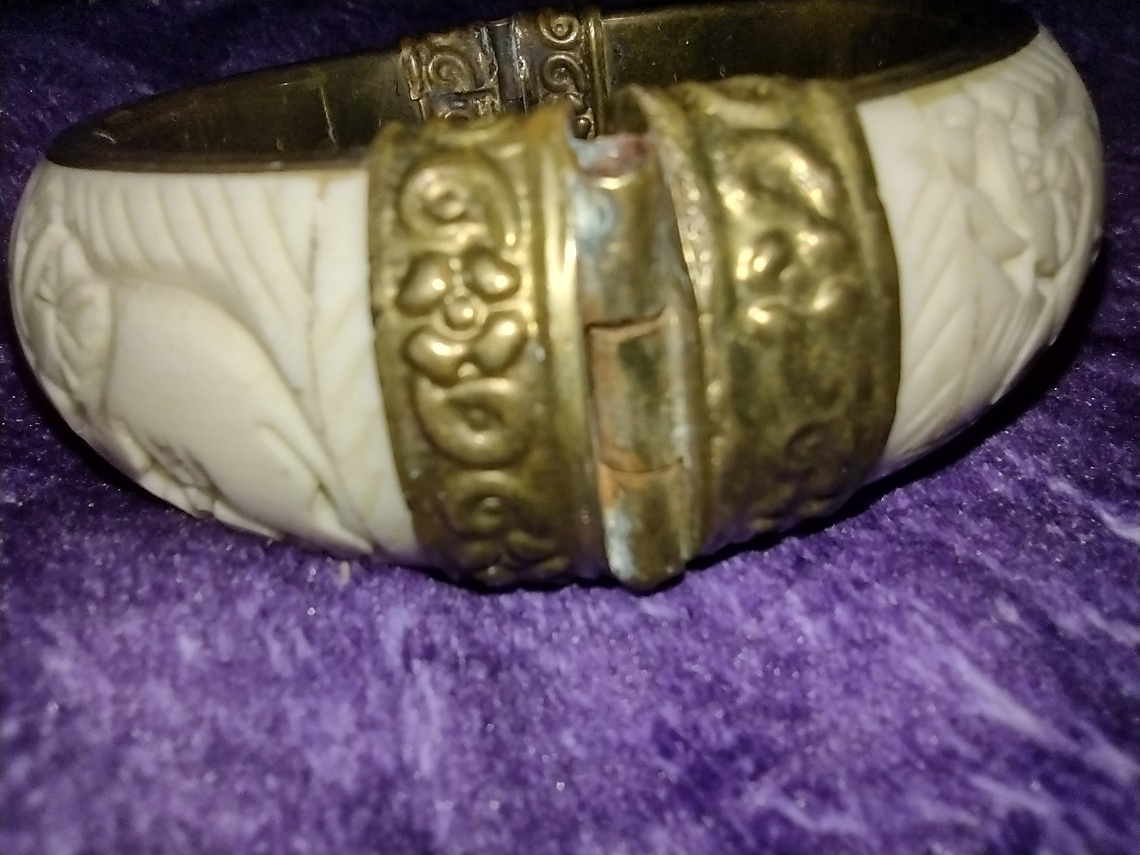 Vintage Cuff Pull Pin Hinged Bangle Bracelet  Han… - image 6