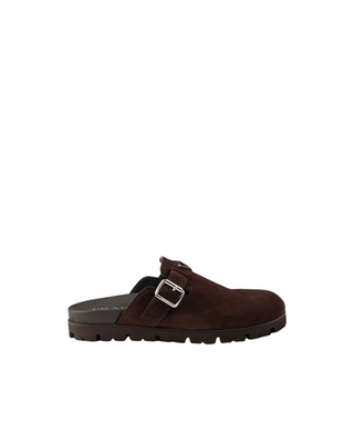 Prada ブラウン ベルベット ミュール PRADA $1170 Dark Brown Suede Mules New & Authentic | eBay