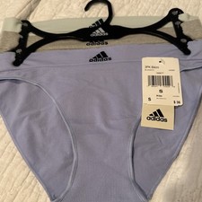 Adidas Women's 3-Pack Bikini Panties Underwear Size Small NWT Blue Gray Green