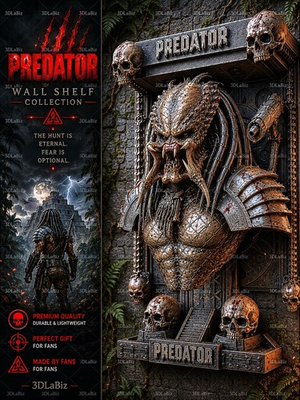 #ad Alien Vs Predator AVP Predator Hunter Like Wall Shelf Collectible Art Decor $59.00