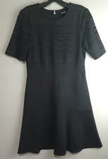 DKNY Black Flare Dress Short-Sleeve Lace Accent - Missing Size