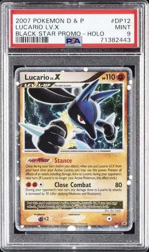 2007 POKEMON DIAMOND & PEARL BLACK STAR PROMO HOLO #DP12 LUCARIO LV.X PSA 9