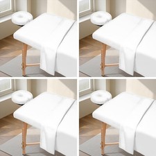 FAHKNS 4 Sets Microfiber Massage Table Sheets Set 3 Piece Flat Fitted Sheet
