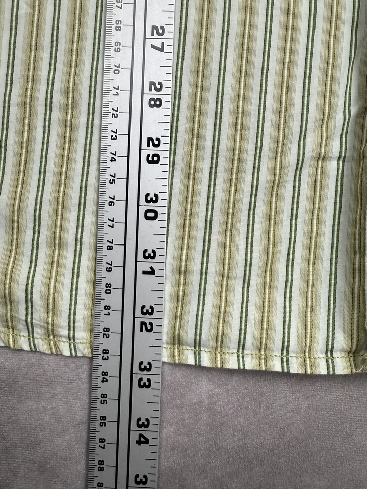 VTG Banana Republic Button Up Long Sleeve Shirt Mens 2XL Green Striped Hong Kong - Image 3 of 4