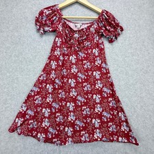 American Eagle Outfitters Floral Off Shoulder Dress Women XS Red cottagecore