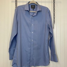 Bonobos Blue Dotted Wrinkle-Free Tailord Slim Fit Men s Button Down Shirt 16.5