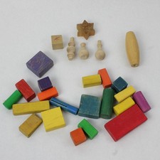 Lot of 25 Wooden Blocks Preschool Stacking Building Blocks